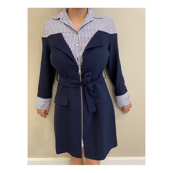 Strip & Navy Over shirt long sleeve Dress - Picture 1 of 6